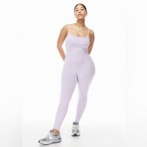 WILFRED FREE Sz 2XL Unitard in Baby Pink Stretchy Spaghetti Straps Square Neck